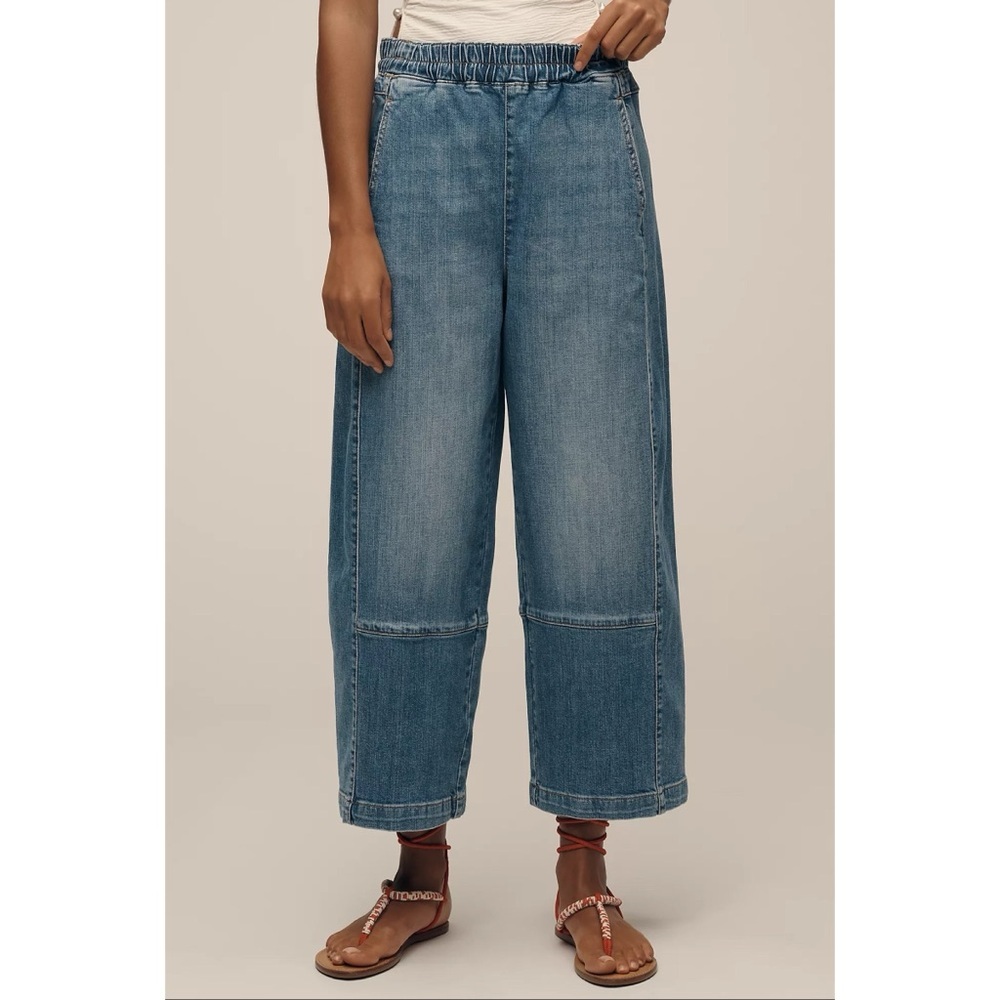 Anthropologie The Izzie Relaxed Pull-On Barrel Jeans Pilcro Medium Wash Small